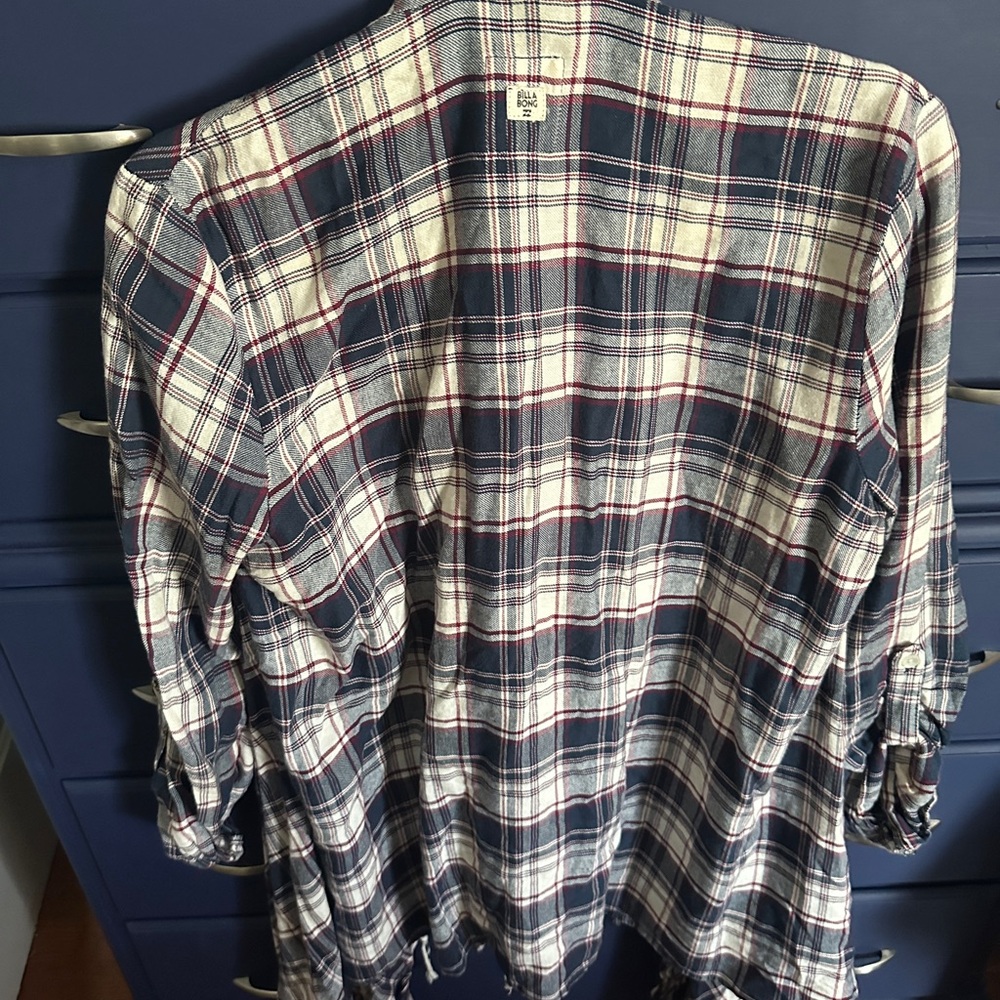 Billabong Women's Plaid Blouse - Navy, White, Red